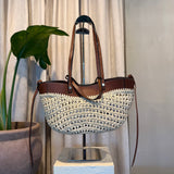 CARTERA RAFIA ROSES BEIGE