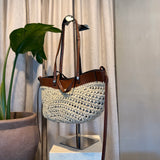 CARTERA RAFIA ROSES BEIGE